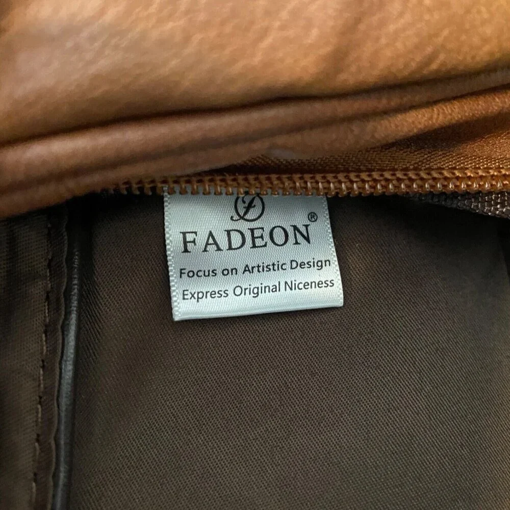 FADEON Backpack Tablet Bag Purse Brown PU Leather Removable Shoulder Strap